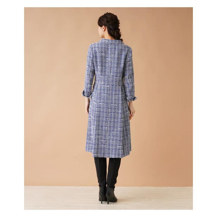 Leilian (レリアン) パイピング長袖ワンピース 毛混厚手 バイ Leilian (レリアン) パイピング長袖ワンピース 毛混厚手 バイ