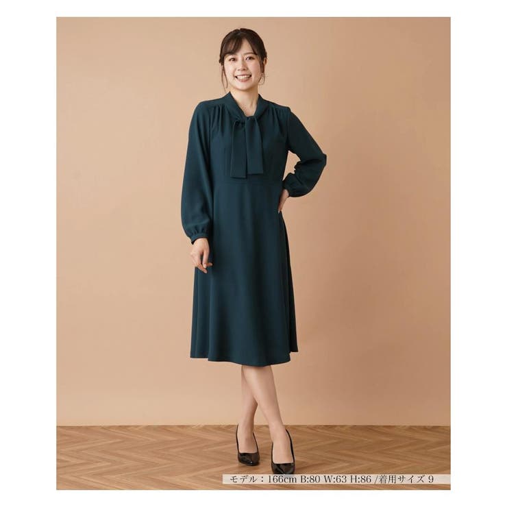 1度着用のみ】レリアン ワンピース ネイビー 総柄 9 秋冬