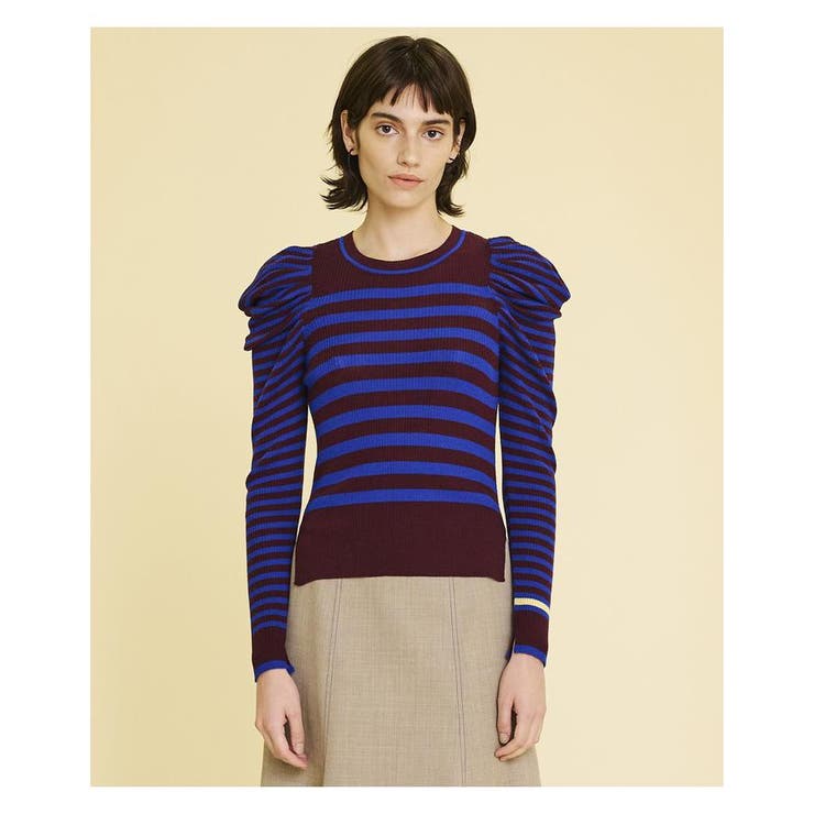 LANVIN ランバン トップス パフスリーブ パープル セーター 新品 未使用 パフスリーブプルオーバー[品番：LAVW0005349]｜LANVIN en Bleu