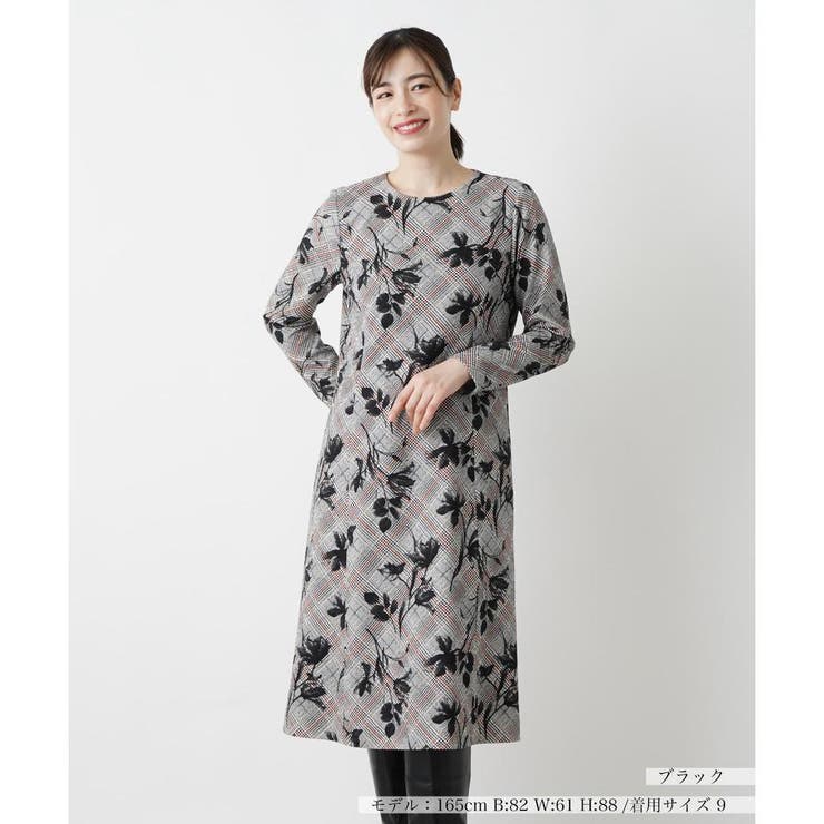 Leilian レリアン　総柄　チュニック　ワンピース　ストレッチ 洗えるストレッチワンピース[品番：LAVW0017568]｜Leilian