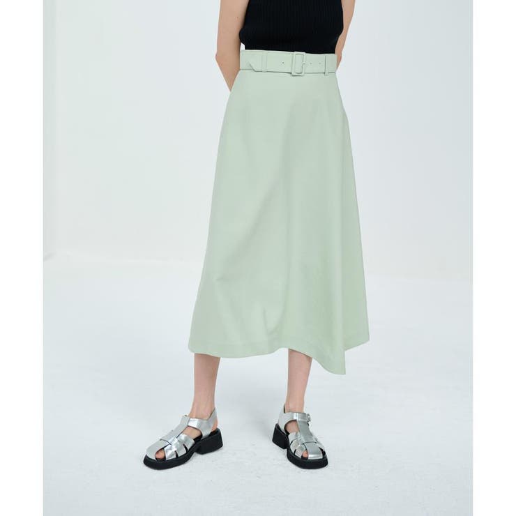 グリーン | ドライダブルクロスベルトスカート | LANVIN en Bleu