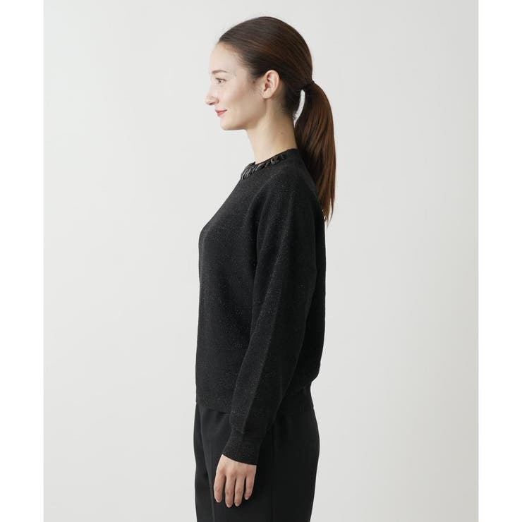 Leilian / レリアン ビジューネックラメニット ビジューネックラメニット[品番：LAVW0018933]｜Leilian