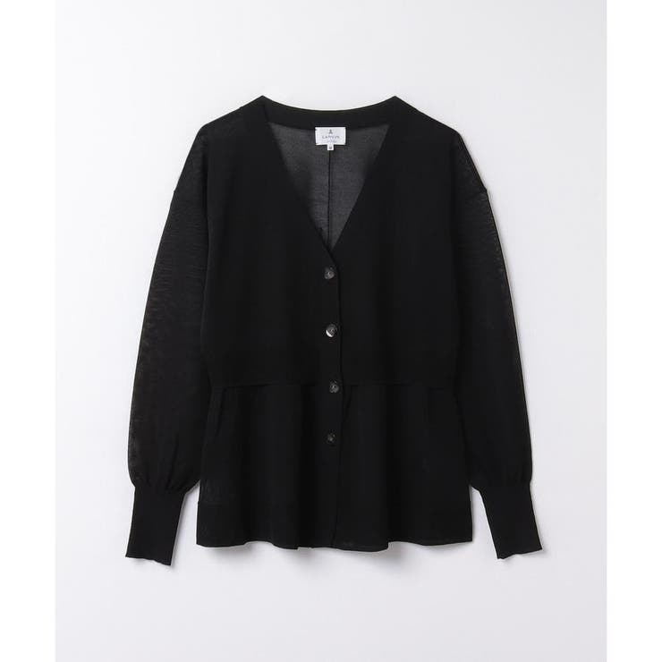 美品 ランバンコレクション ジャガードニットカーディガン 長袖