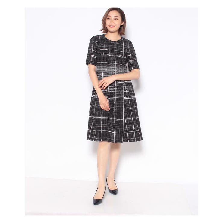 ◾️一度使用◾️ レリアン　ネイビー　チェック柄　半袖　ワンピース　13+サイズ ◾️一度使用◾️ レリアン ネイビー チェック柄 半袖