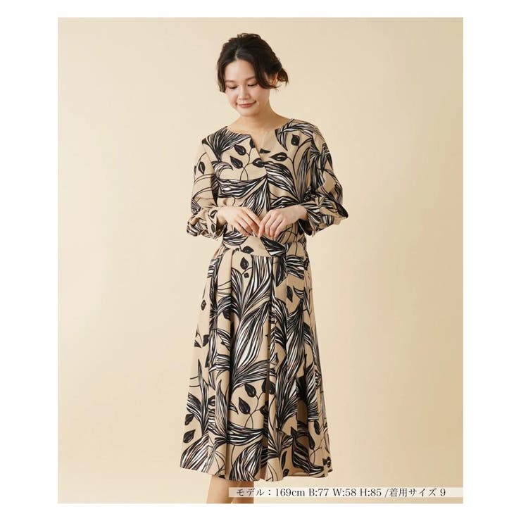 洗えるプリントキーネックワンピース[品番：LAVW0009388]｜Leilian