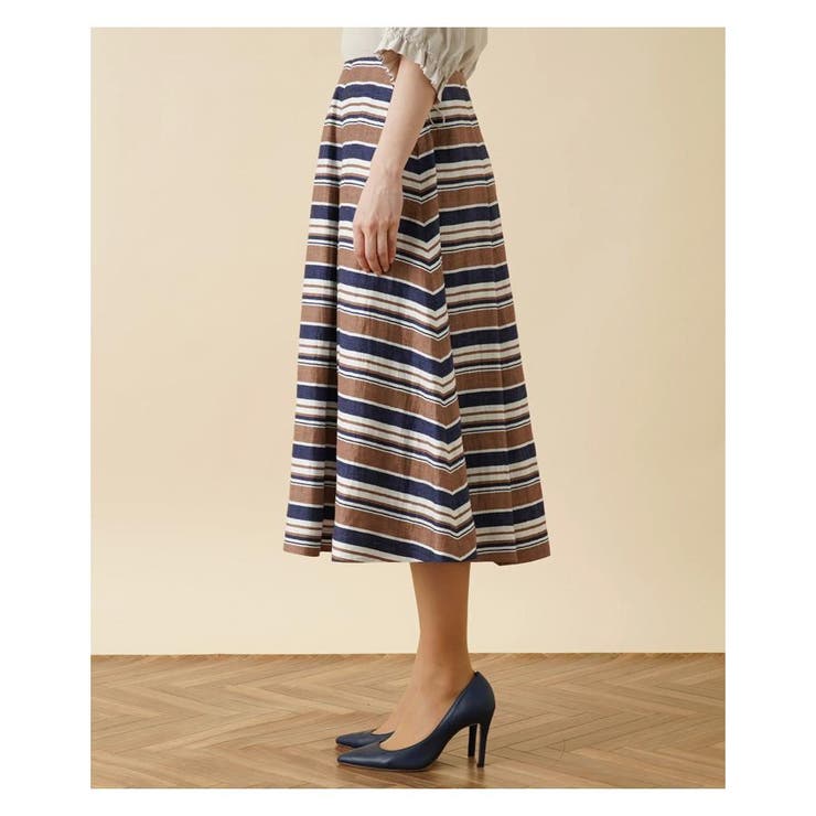 タグ付 OMMO フレアスカート 多色 ボーダーボリュームスカート 36 タグ付 OMMO フレアスカート 多色 ボーダーボリュームスカート 36 配色