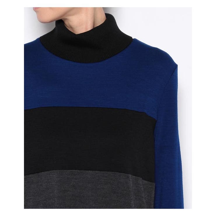 LANVIN - LANVIN 定価20万 最高級ライン エルバスレース重なるニットワンピース ランバン コレクション☆配色ニットワンピース ロングワンピース