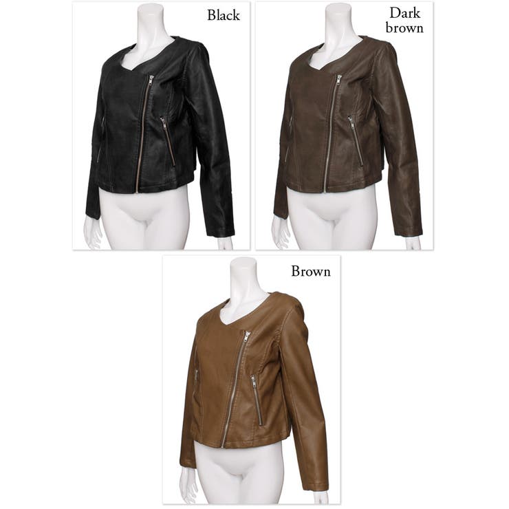 ノーカラーフェイクレザーライダースジャケット♪コーデを格上げする