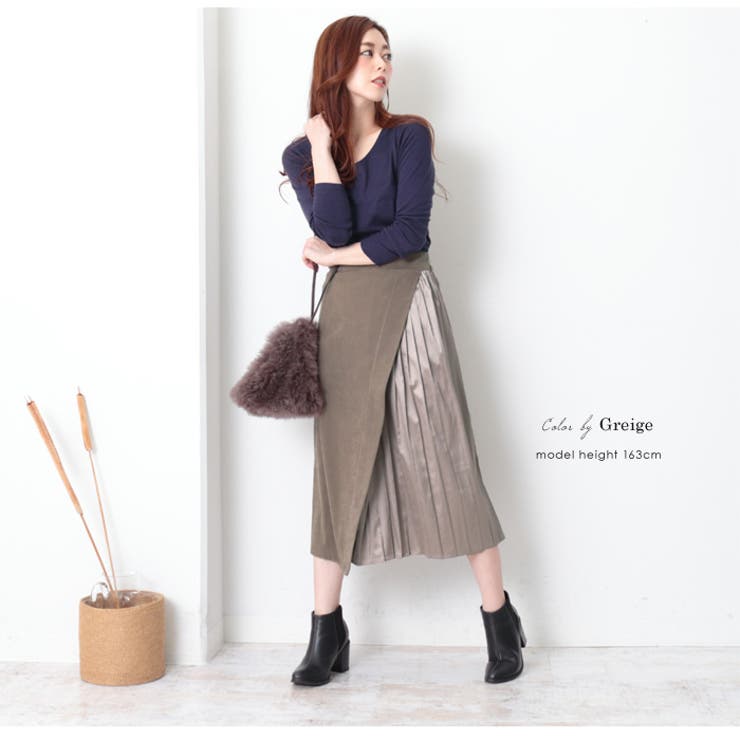 プリーツ 切り替え ラップスカート[品番：LFOW0002965]｜LFO