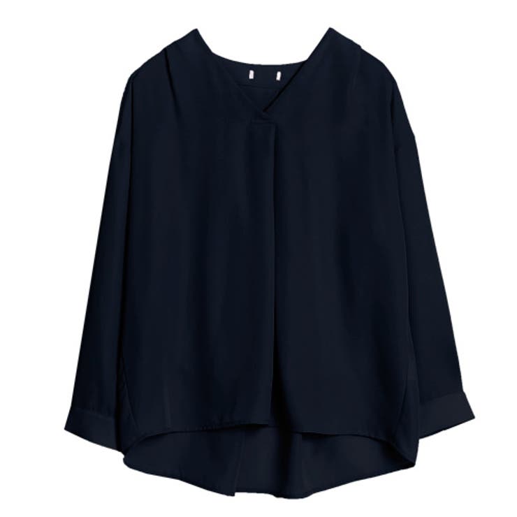 とろみVネックブラウス♪女らしいシルクタッチ生地×体型カバーも
