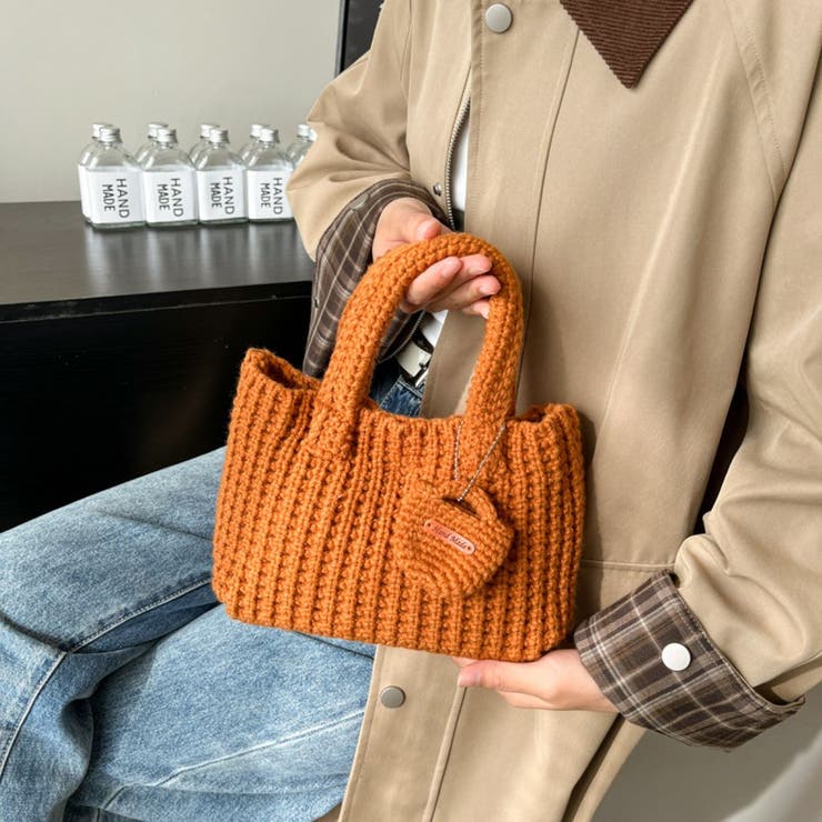 ニットハンドバッグ/ニット素材/マチあり/ちびポーチ付 | LETee | 詳細画像10 