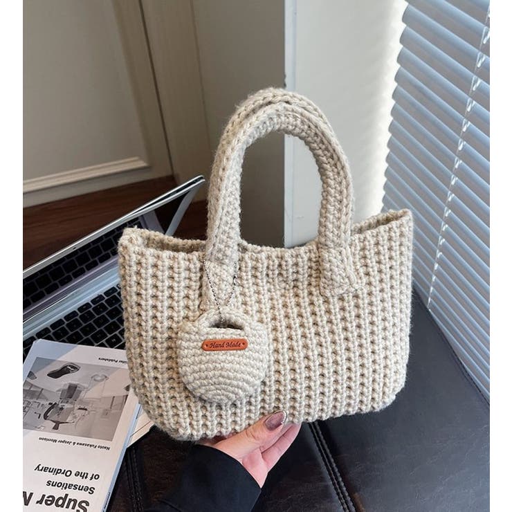 ニットハンドバッグ/ニット素材/マチあり/ちびポーチ付 | LETee | 詳細画像1 