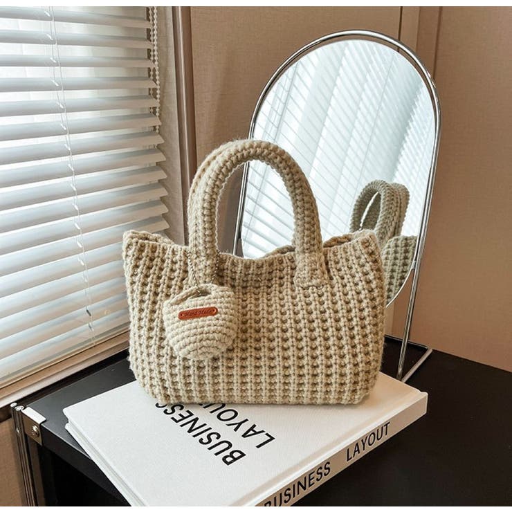 ニットハンドバッグ/ニット素材/マチあり/ちびポーチ付 | LETee | 詳細画像2 