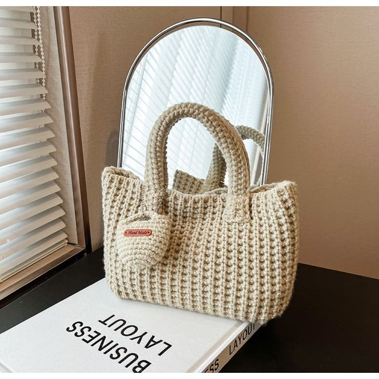 ニットハンドバッグ/ニット素材/マチあり/ちびポーチ付 | LETee | 詳細画像3 