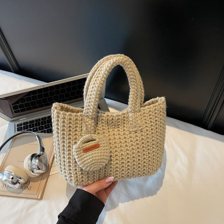 ニットハンドバッグ/ニット素材/マチあり/ちびポーチ付 | LETee | 詳細画像4 