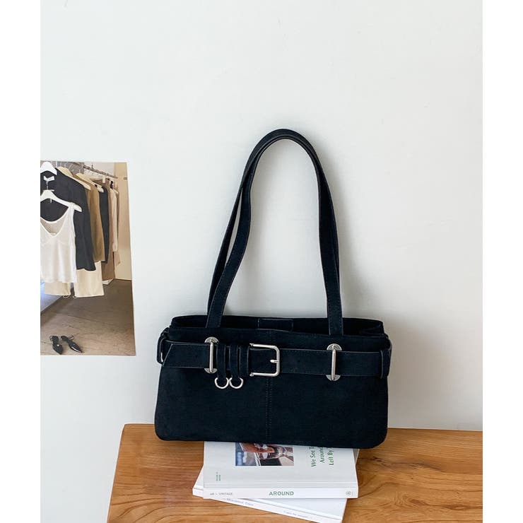 BLACK | ベルテッドスウェードショルダーバッグ | LETee
