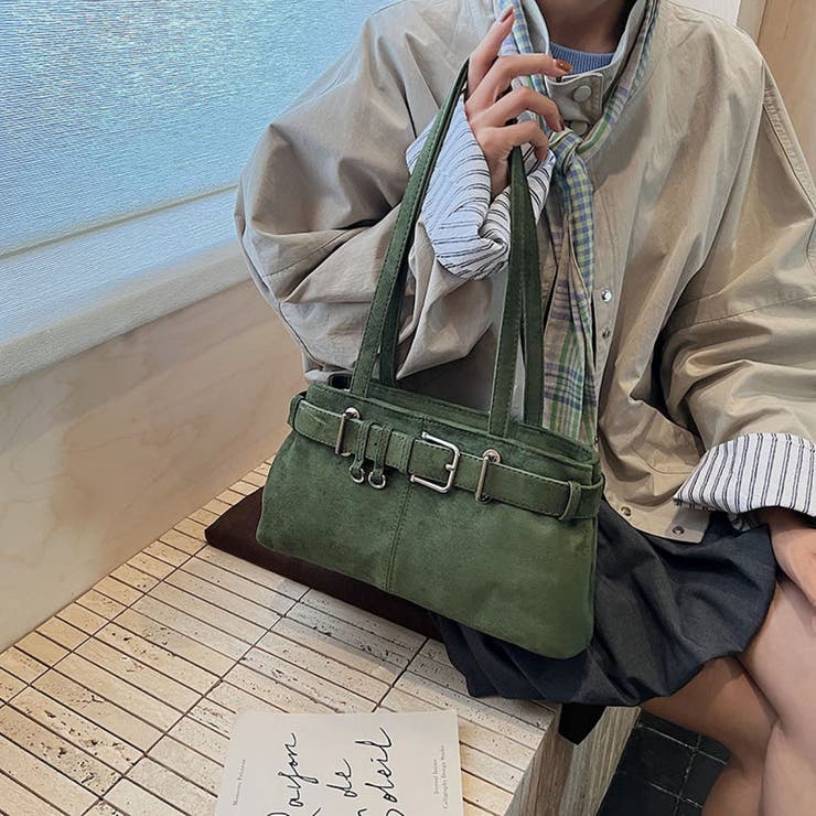GREEN | ベルテッドスウェードショルダーバッグ | LETee