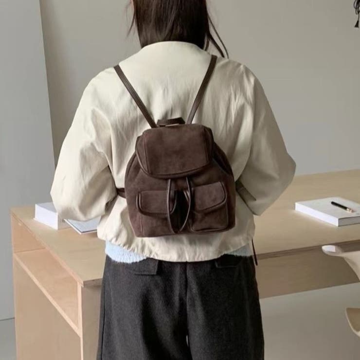 BROWN | リュックサック レディース スエード調 韓国ファッション | LETee