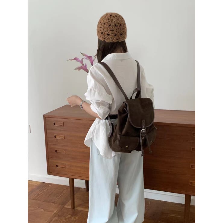 BROWN | スウェットリュックサック レディース 大容量 | LETee