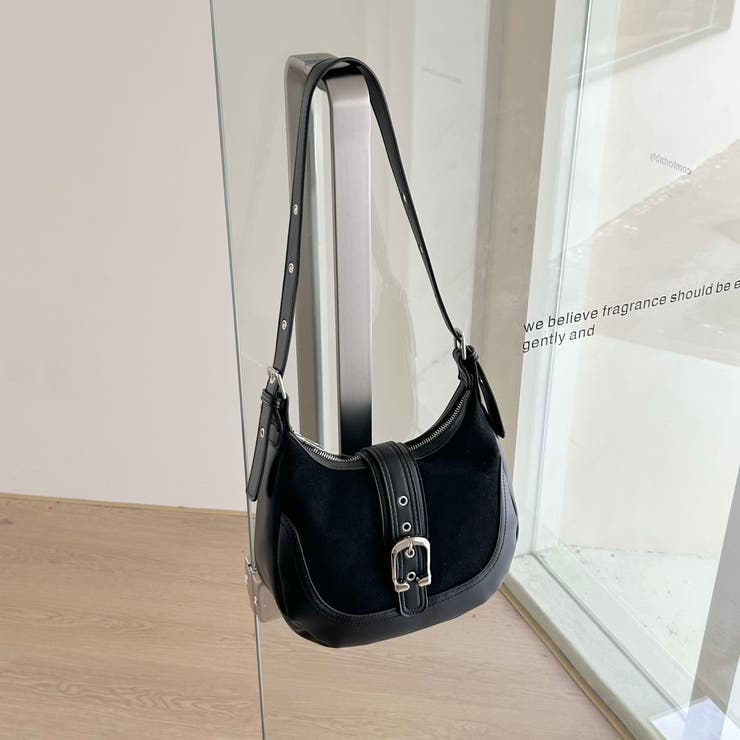 BLACK | 合皮×スウェードハンドバッグ | LETee