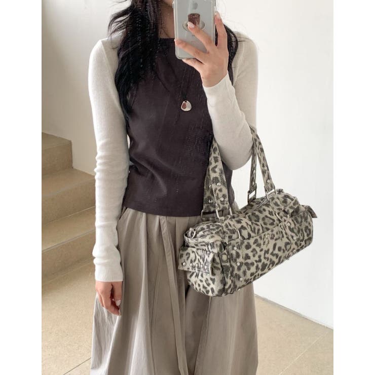 キャンバス地ヒョウ柄ハンドバック | LETee | 詳細画像13 