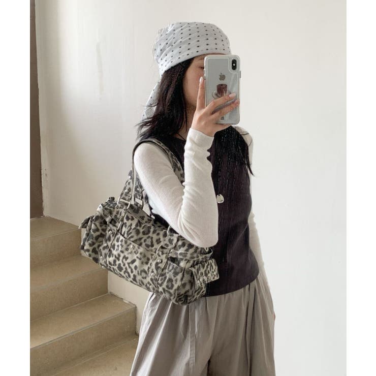 キャンバス地ヒョウ柄ハンドバック | LETee | 詳細画像14 