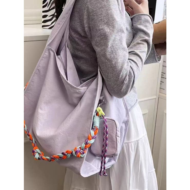 PURPLE | カラフルなロープ カジュアルショルダーバッグ/トートバッグ★ミニポーチつき★ | LETee