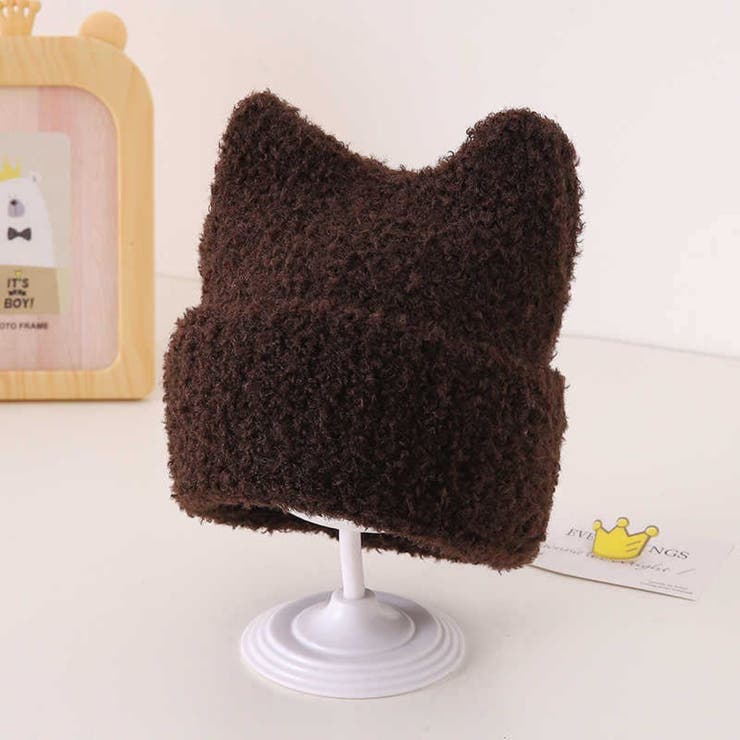 BROWN | ニットキャップ/猫耳風 | LETee