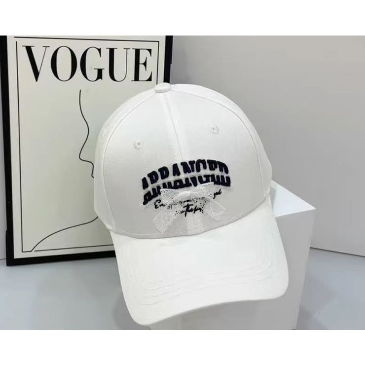 WHITE | 刺繍＆レースリボン付CAP | LETee