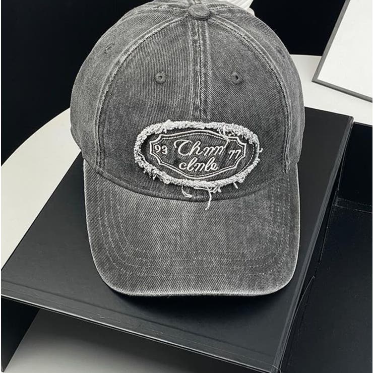 GREY | ウォッシュデニムCAP/同素材シシュウワッペン付 | LETee