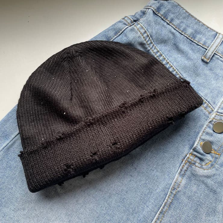 BLACK | メタルホットフィット ニットCAP/極小メタル/キラキラ | LETee