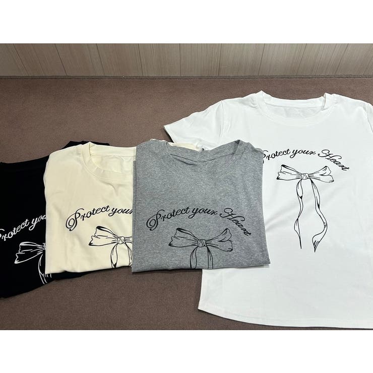 リボンプリントティーシャツ/トレンド[品番：LPSW0009545]｜Lips