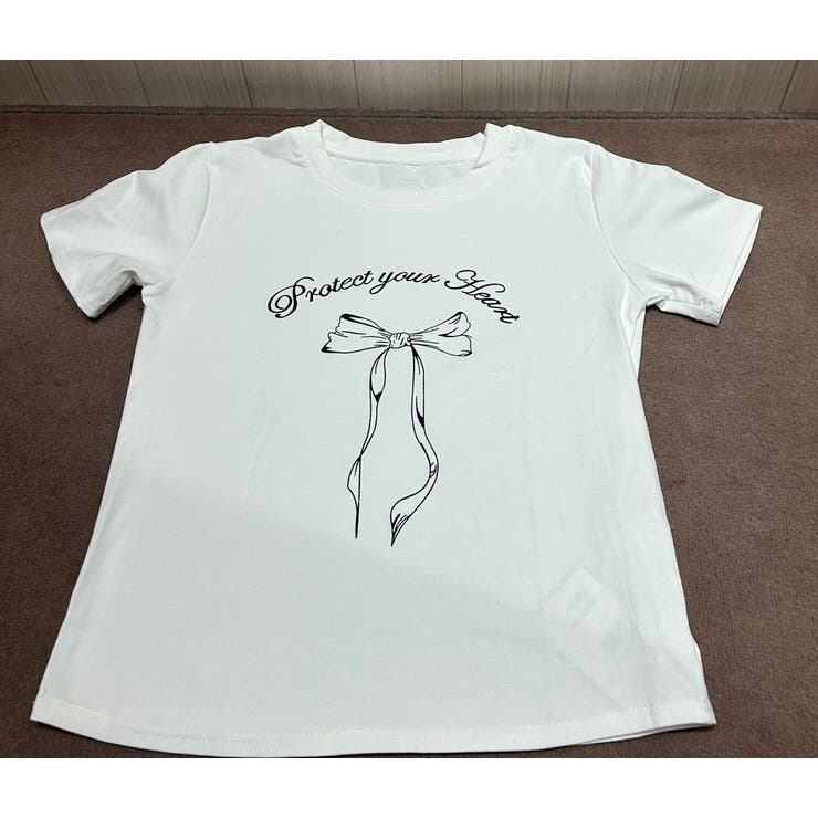 リボンプリントティーシャツ/トレンド[品番：LPSW0009545]｜Lips