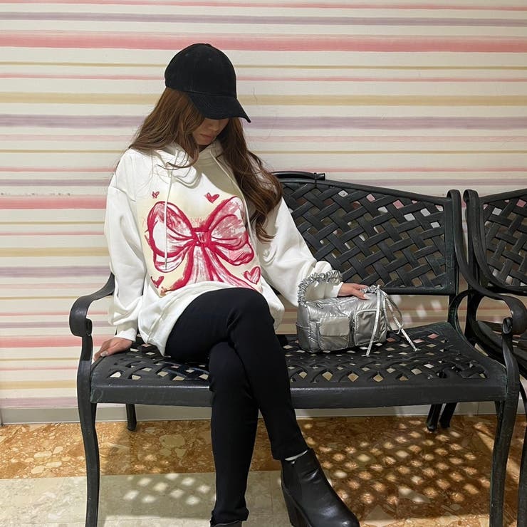 リボンプリントワンウォッシュパーカー/すみくろ | LETee | 詳細画像1 