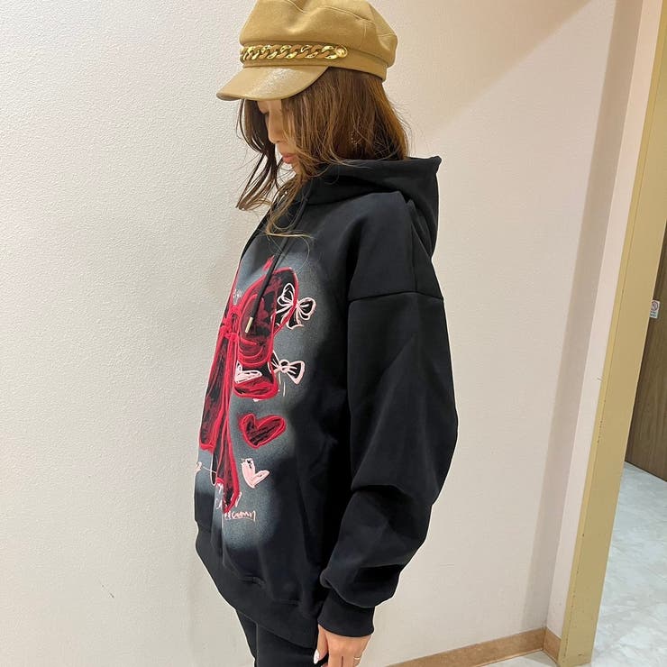 リボンプリントワンウォッシュパーカー/すみくろ | LETee | 詳細画像8 