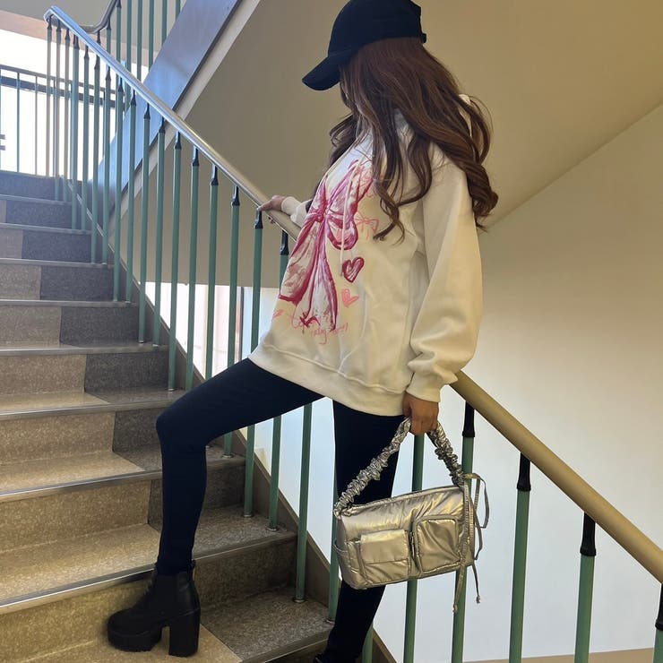 リボンプリントワンウォッシュパーカー/すみくろ | LETee | 詳細画像3 