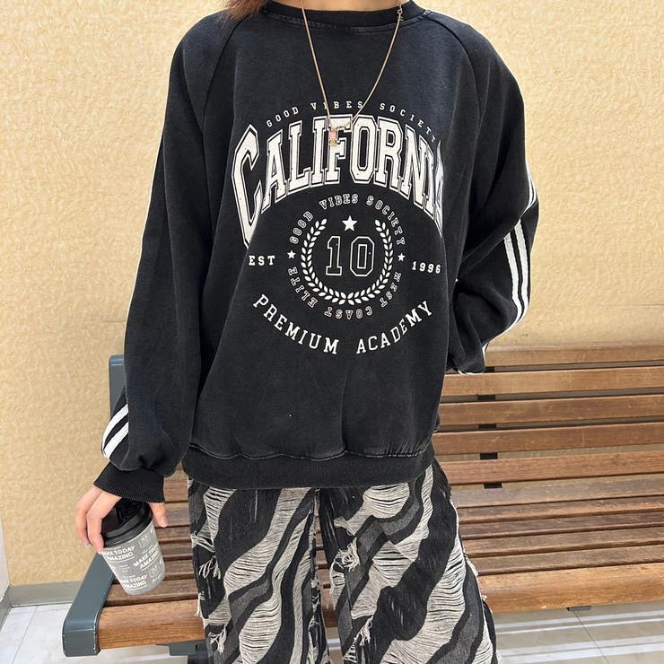 カリフォルニアプリント袖ライントレーナー[品番：LPSW0009881