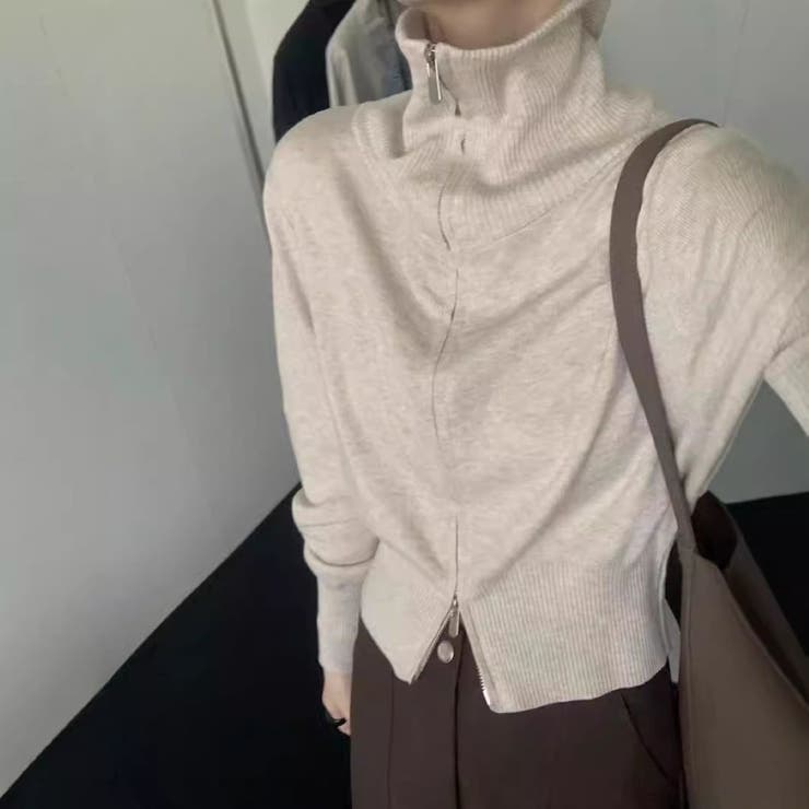 BEIGE | ジップアップニットカーディガン | LETee