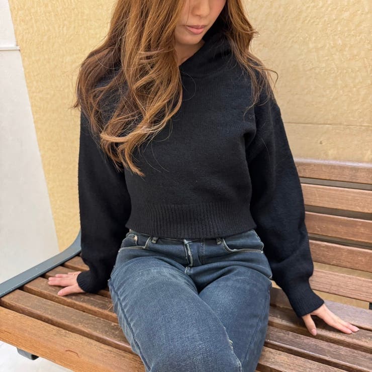 BLACK | ニットプルパーカー | LETee