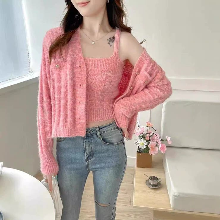 PINK | 金ボタンニットカーディガン | LETee