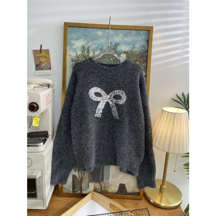 スパンコールリボンニットプルオーバー | LETee | 詳細画像10 