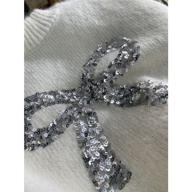 スパンコールリボンニットプルオーバー | LETee | 詳細画像2 