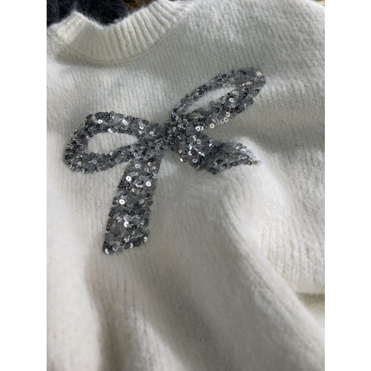 スパンコールリボンニットプルオーバー | LETee | 詳細画像3 