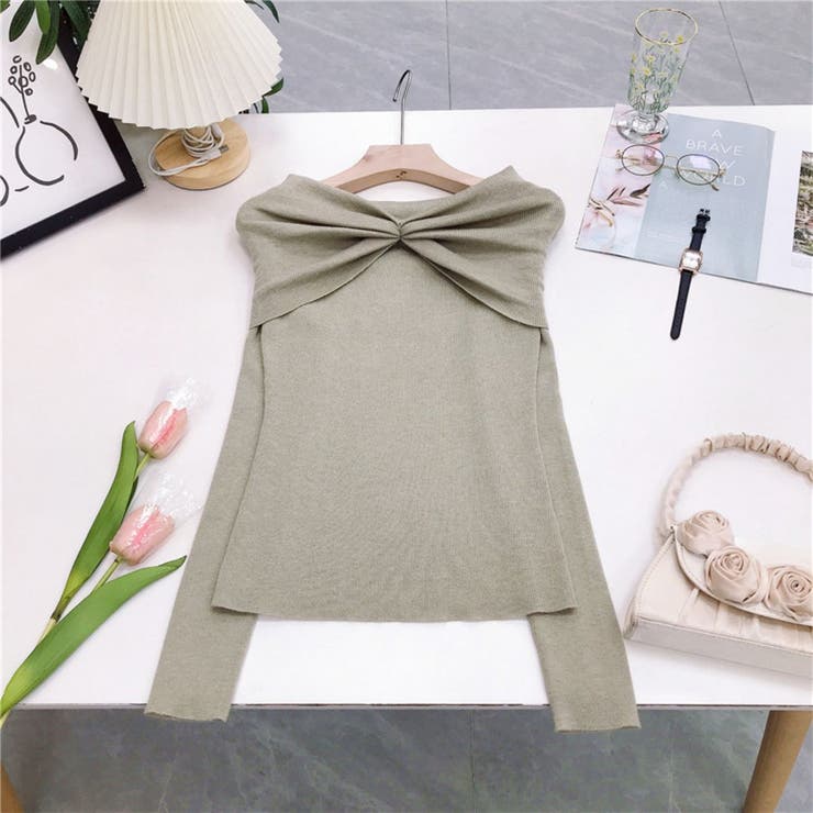 前絞りオフショルニットプルオーバー | LETee | 詳細画像8 