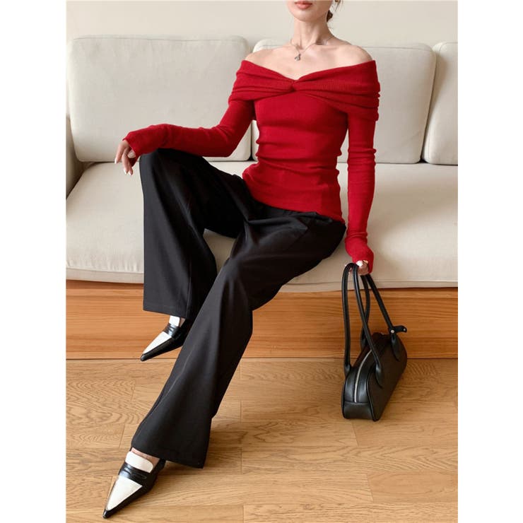 前絞りオフショルニットプルオーバー | LETee | 詳細画像9 