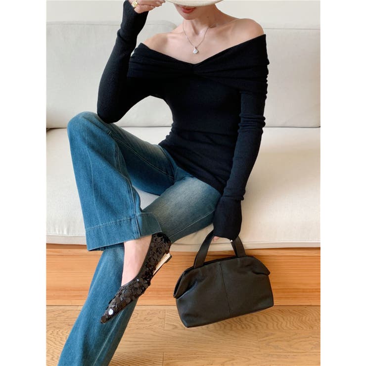 前絞りオフショルニットプルオーバー | LETee | 詳細画像13 