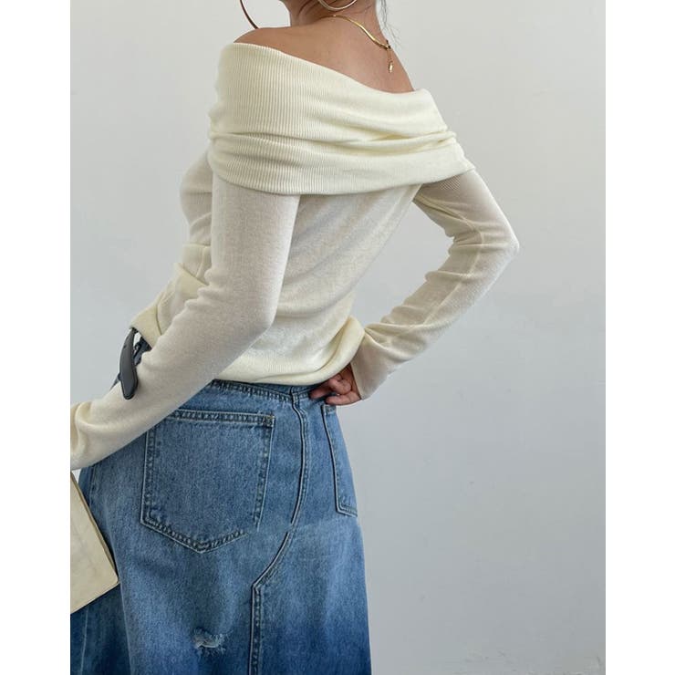 前絞りオフショルニットプルオーバー | LETee | 詳細画像2 