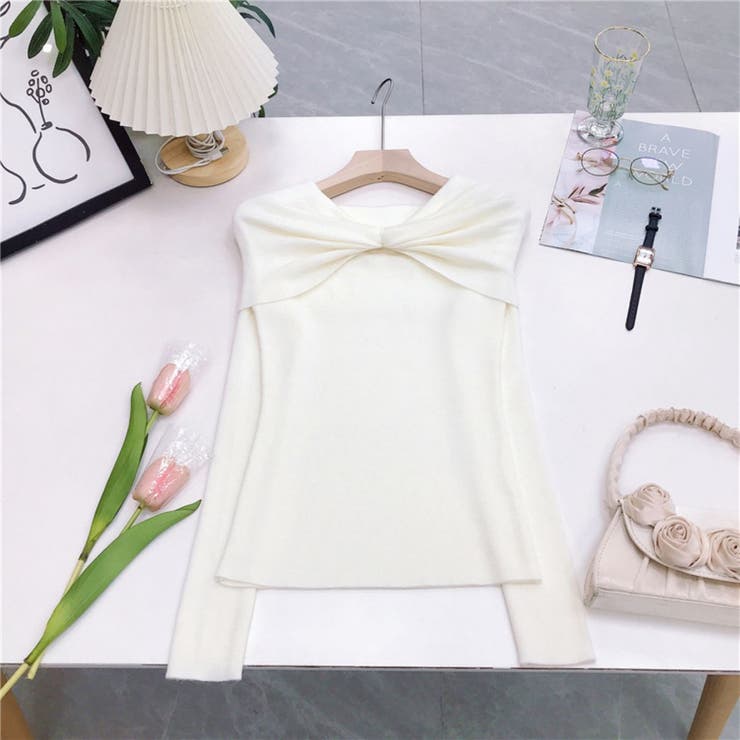 前絞りオフショルニットプルオーバー | LETee | 詳細画像4 