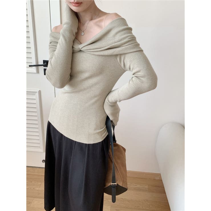 前絞りオフショルニットプルオーバー | LETee | 詳細画像5 