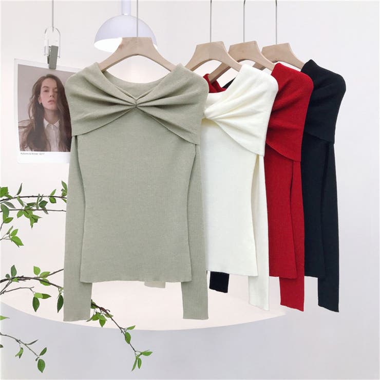 前絞りオフショルニットプルオーバー | LETee | 詳細画像7 